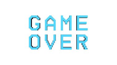 mavi pixelated GAME over text, 3D canlandırma animasyonu - ayrı alfa kanal ile örtüşür