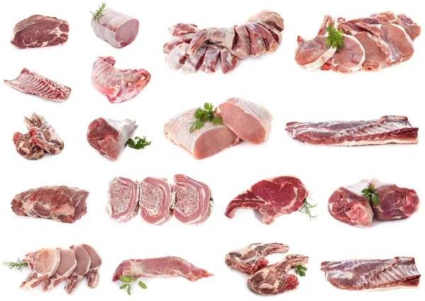 Pork Meats Front White Background — Stock Photo, Image
