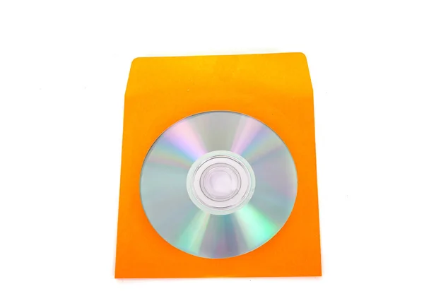 Συμπαγής Δίσκος Και Φάκελος Μπροστά Από Λευκό Φόντο — Φωτογραφία Αρχείου