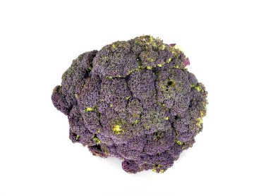 beyaz arkaplan önünde mor brokoli