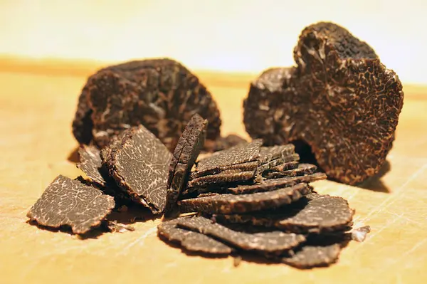 Black Truffles Tuber Melanosporum Table — Stock Photo, Image