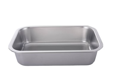 Beyaz arka plan önünde metal tabak