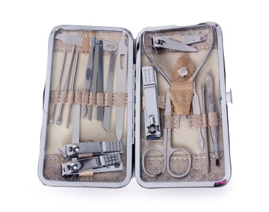 manikür beyaz arkaplan önünde ayarlandı