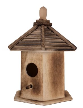 Beyaz arkaplanın önündeki kuş yuvası