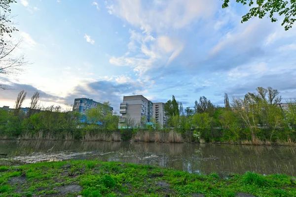 Frühlingslandschaften Ufer Des Flusses Samara Novomoskovsk Ukraine — Stockfoto