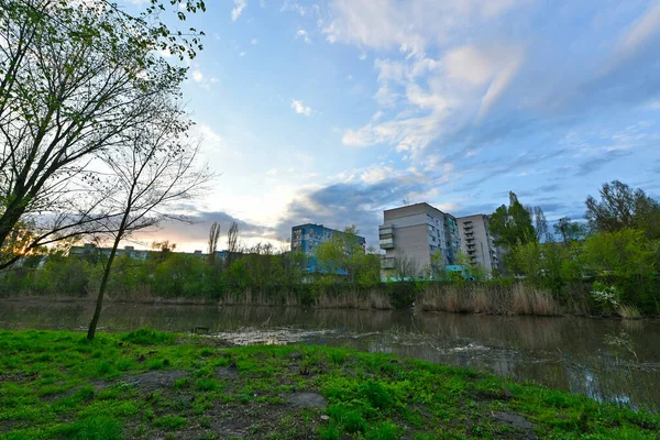 Spring Landscapes Banks Samara River Novomoskovsk Ukraine — Stock Photo, Image