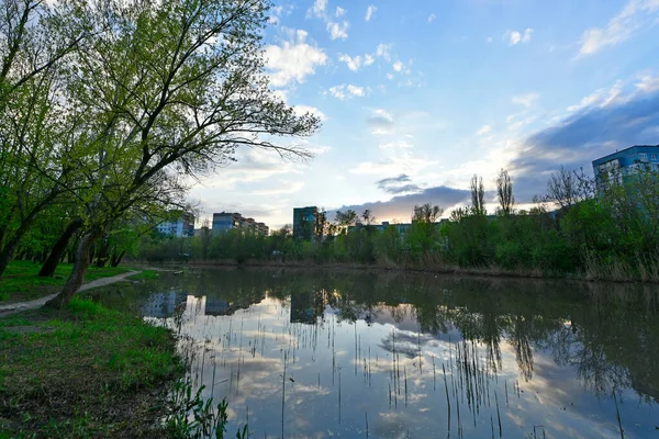 Frühlingslandschaften Ufer Des Flusses Samara Novomoskovsk Ukraine — Stockfoto