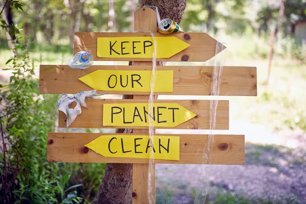 Çevre Koruma Gezegen Kirliliği Kavramı Gezegenimizi Temiz Tutmak Için Işaret — Stok fotoğraf