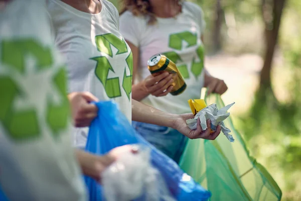 Bénévole Nettoie Parc Nettoyage Pollution Écologie Recyclage Concept Plastique — Photo