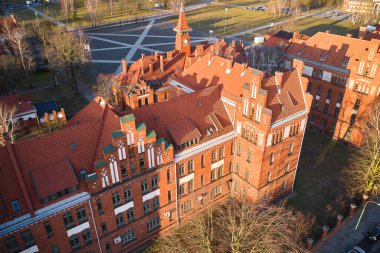 Klaipeda, Litvanya - 11 Şubat 2023 - Klaipeda Nadir Tarih Üniversitesi, hava fotoğrafçılığı