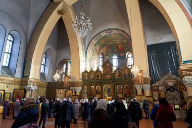 LIEPAJA, Letonya - 5 Şubat 2023 - Harikalar Diyarı İşçisi Aziz Nicholas Katedrali