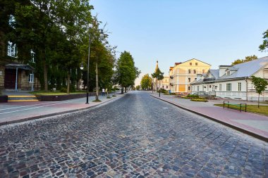 Grodno, Belarus - 11 Haziran 2019 - Grodno 'daki Ozheshko Sokağı
