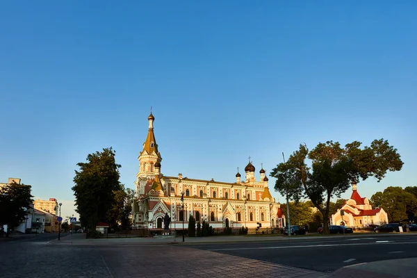 Grodno Λευκορωσία Ιουνίου 2019 Cathedral Έλξη Στην Πόλη Βράδυ — Φωτογραφία Αρχείου