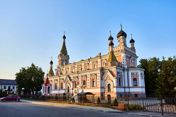 Grodno Belarus Haziran 2019 Şehirde Gün Batımına Karşı Katedral — Stok fotoğraf