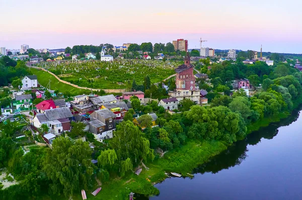 Grodno Λευκορωσία Ιουνίου 2019 Παλιό Τμήμα Της Πόλης Στις Όχθες — Φωτογραφία Αρχείου
