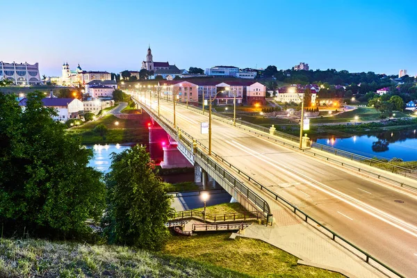 Grodno Λευκορωσία Ιουνίου 2019 Όμορφη Θέα Του Grodno Βράδυ Φωτισμό — Φωτογραφία Αρχείου