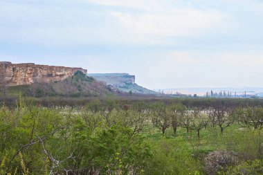 Kırım 'daki Belogorsk şehrinin çevresi. Beyaz Kaya 'nın doğa olayının görüntüsü