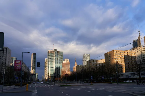 Warsaw Poland April 2023 View Warsaw Business District Beautiful Sky — Stock Photo, Image