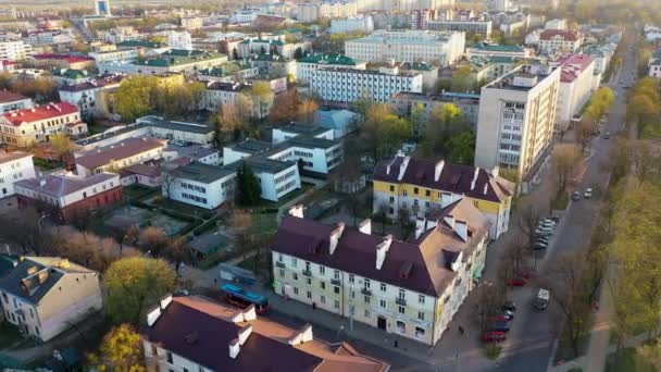 Prachtige Panorama Van Stad Brest Schieten Wit Rusland Vanaf Een — Stockvideo