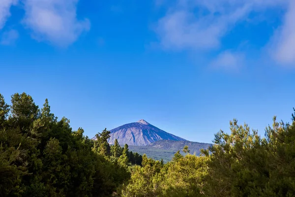 Volcán Joven Peligroso Sobre Fondo Rica Vegetación Cielo Azul —  Fotos de Stock