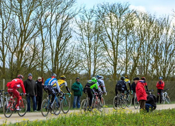 Vendome France March 2016 Cyclists Rinding Peloton Dirty Road Tertre — Stock Photo, Image