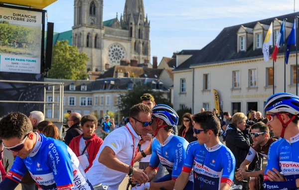 Chartres Francia Octubre 2019 Ciclista Thomas Voeckler Los Miembros Del —  Fotos de Stock