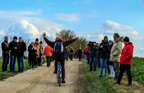 Вендом Франция Марта 2016 Года Задний Вид Счастливого Неизвестного Велосипедиста — стоковое фото