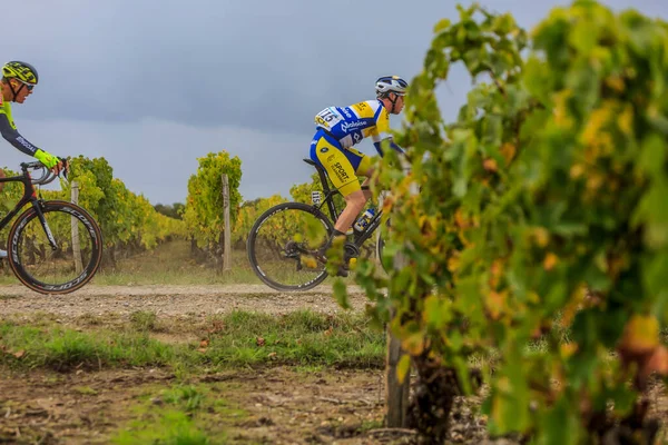 法国诺伊 Noizay 2020年10月11日 比利时自行车手朱利安 梅尔滕斯 Julian Mertens 在2020年巴黎 图尔的葡萄园骑自行车 — 图库照片