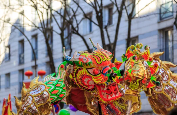 Paris Frankreich Februar 2018 Detail Des Traditionellen Chinesischen Drachen Der — Stockfoto