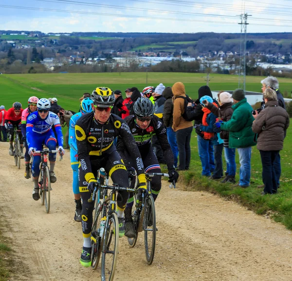 Vendome France March 2016 Cyclists Rinding Peloton Dirty Road Tertre — Stock Photo, Image