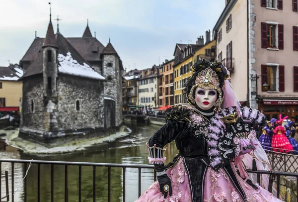 Annecy France February 2013 Environmental Portrait Unidentified Person Disguised Beautiful — Stock Photo, Image