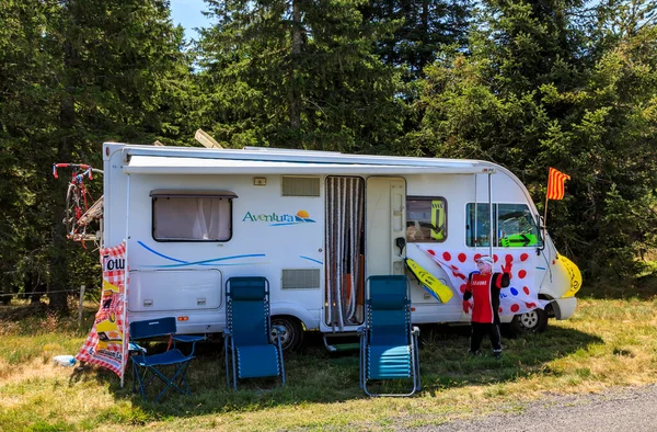 Cote Fage France July 2022 Specially Decorated Camping Car Belonging — Stock Photo, Image