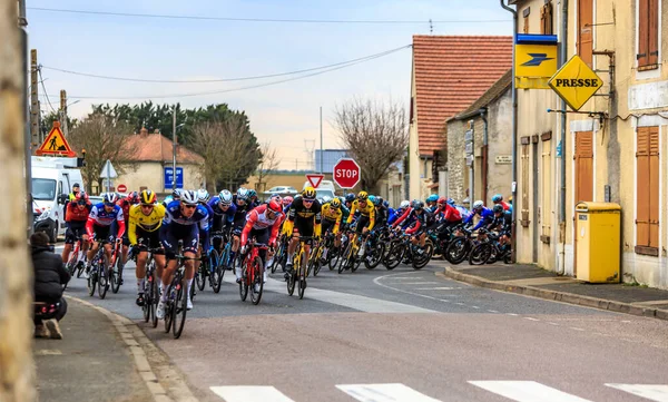 Monnerville France March 2023 Peloton Takes Bend Small French Village Royalty Free Stock Images
