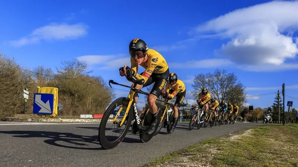 Montereau France March 2023 Jumbo Visma Team Rides Team Time Stock Picture