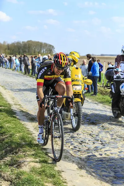 Carrefour Arbre France April December 2015 Belgian Cyclist Stig Broeckx 免版税图库照片