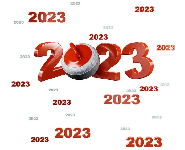 Viele Curling Steine 2023 Mit Weißem Hintergrund — Stockfoto
