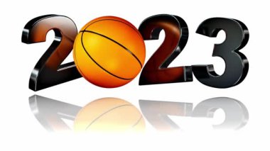 Basketbol 2023 Beyaz Arkaplanda Sonsuz Dönüşüm tasarımı