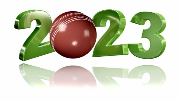 Крикетный Мяч 2023 Дизайн Бесконечное Вращение Белом Фоне — стоковое видео