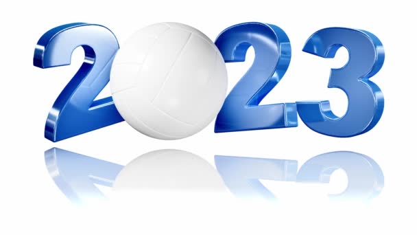 Volleyball 2023 Design Infinite Rotation White Background — Vídeos de Stock