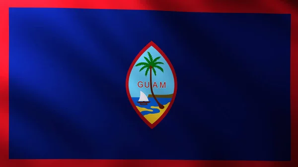 Large Flag Guam Background Wind Wave Patterns — Stock Photo, Image