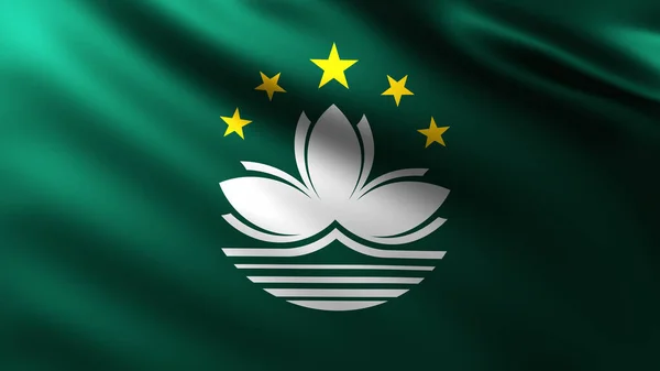 Bandeira Grande Macau Fundo Vento Com Padrões Onda — Fotografia de Stock