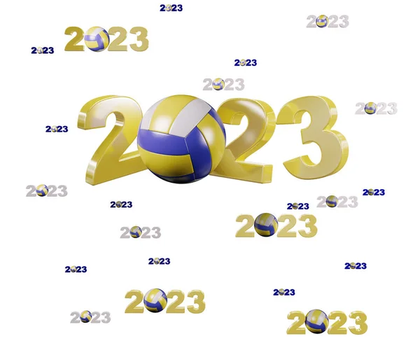 Molti Disegni Beach Volley 2023 Con Molte Palle Sfondo Bianco — Foto Stock