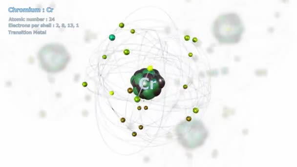 Atom Dari Kromium Dengan Elektron Dalam Rotasi Orbital Tak Terbatas — Stok Video