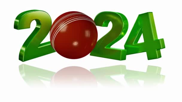 Diseño Cricket Ball 2024 Rotación Infinita Sobre Fondo Blanco — Vídeos de Stock