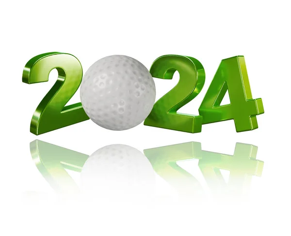 Golf Topu 2024 Beyaz Arkaplan Tasarımı Stok Fotoğraf