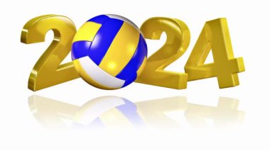 Plaj Voleybolu 2024 Beyaz Arkaplanda Sonsuz Dönüşüm tasarımı