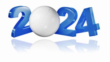 Voleybol 2024 Beyaz Arkaplanda Sonsuz Dönüşüm dizaynı