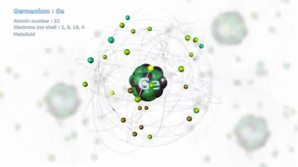 Атом Германия Электронами Бесконечной Орбитальной Вращения Белом Атомами Фоновом Режиме — стоковое видео