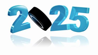 Buz Hokeyi 2025 Beyaz Arkaplanda Sonsuz Dönüşüm tasarımı