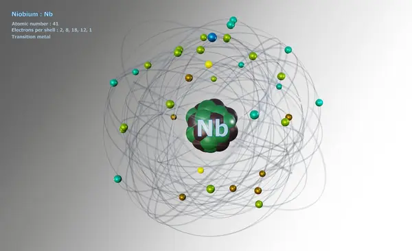 stock image Atom of Niobium with Core and 41 Electrons on a white background